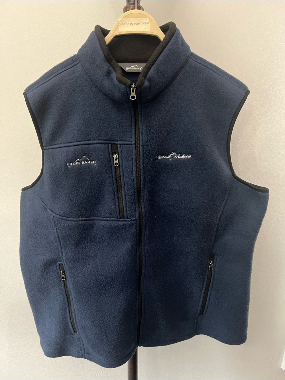 Eddie Bauer Navy Blue Fleece Vest with Zip Pockets